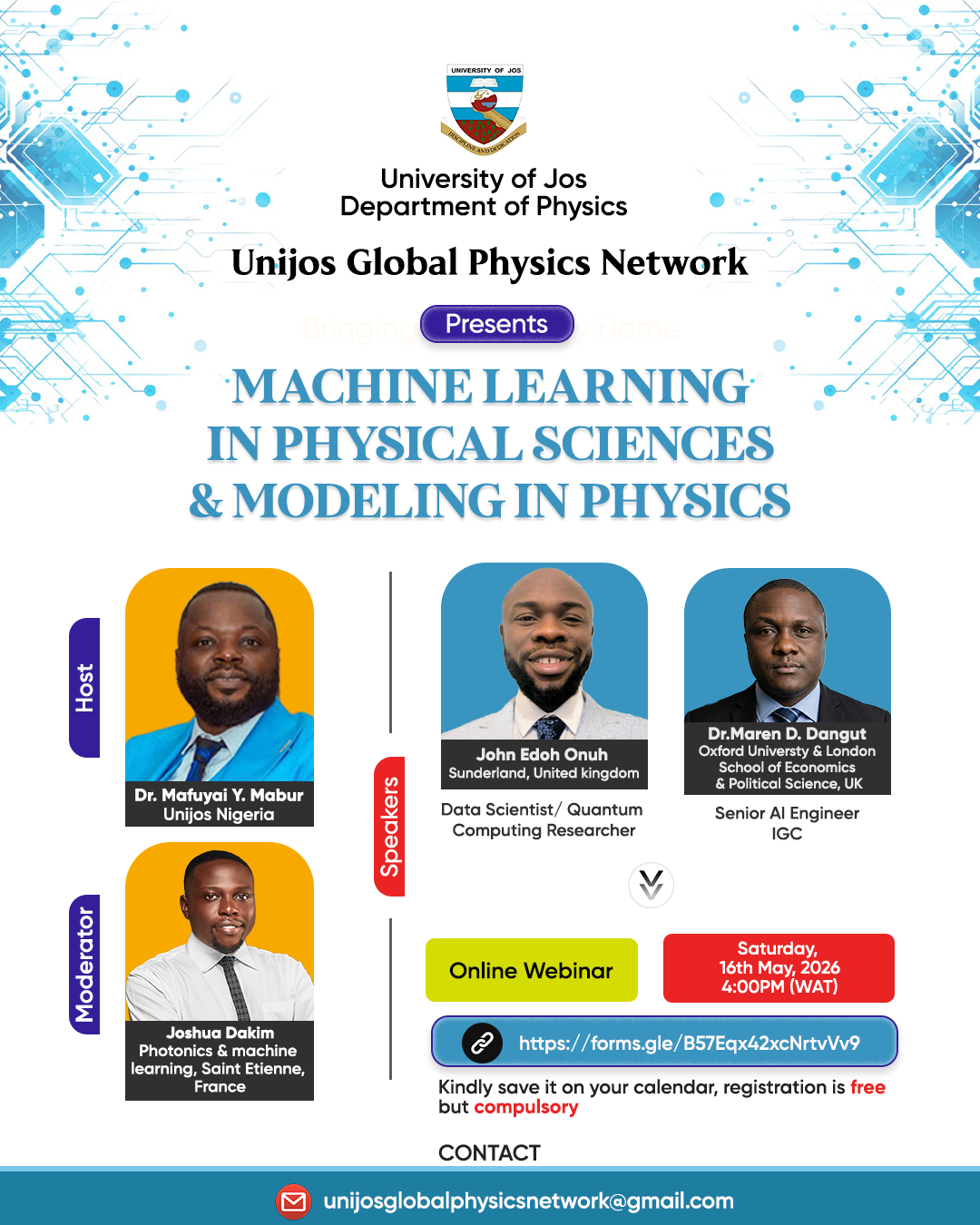 ONLINE WEBINAR: Machine learning in Physical science and Modeling in Physics